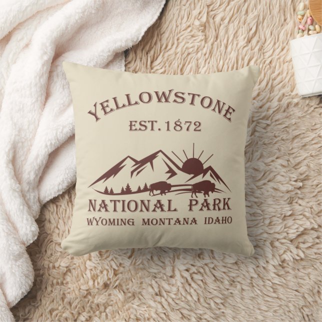 Coussin Parc national de Yellowstone vintage (Couverture)