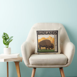Coussin Parc national des Badlands Buffalo