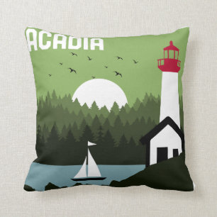 Coussin Parc national Rétro Acadia Maine Vintage style ann
