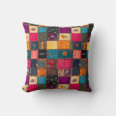 Coussin Parcelle en Patchwork vibrante avec fleurs classiq (Recto)