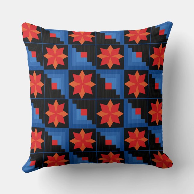 Coussin Parcelle multicolore avec motif géométrique (Verso)