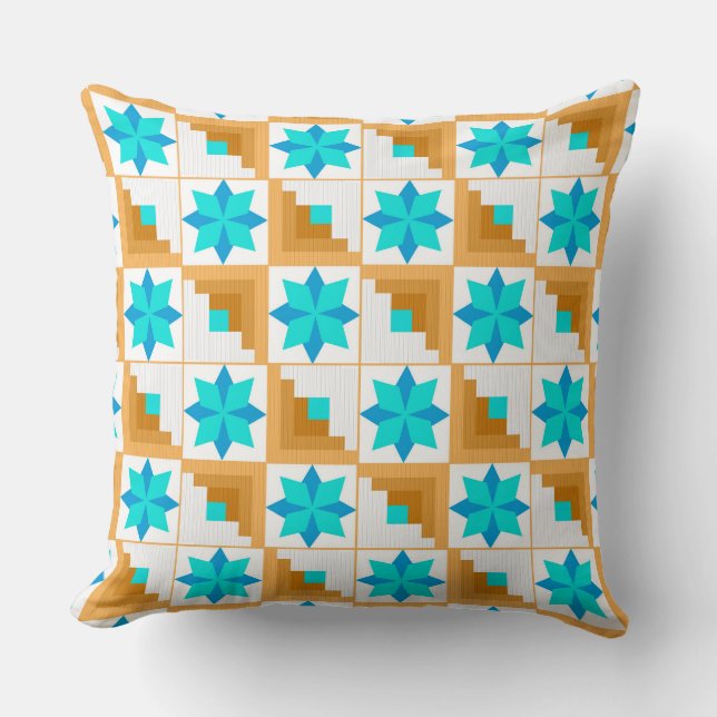 Coussin Parchemin multicolore motif géométrique (Recto)