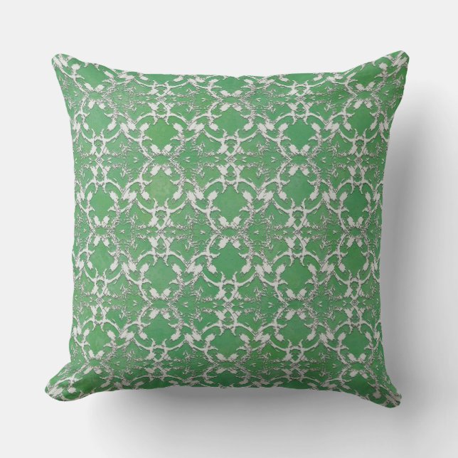 Coussin Parchemins de danse vert gris argenté (Recto)