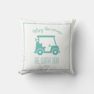 Coussin Parcours de golf Golfeur Sarcelle Citation Chariot