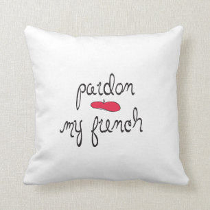 Coussin Pardonnez mon français avec le béret