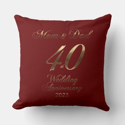Coussin Parents du 40e anniversaire du Mariage de Ruby 202 (Recto)