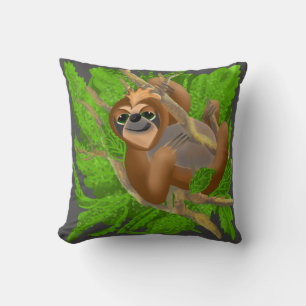 Coussin Paresseux ridicule se relaxant dans un arbre