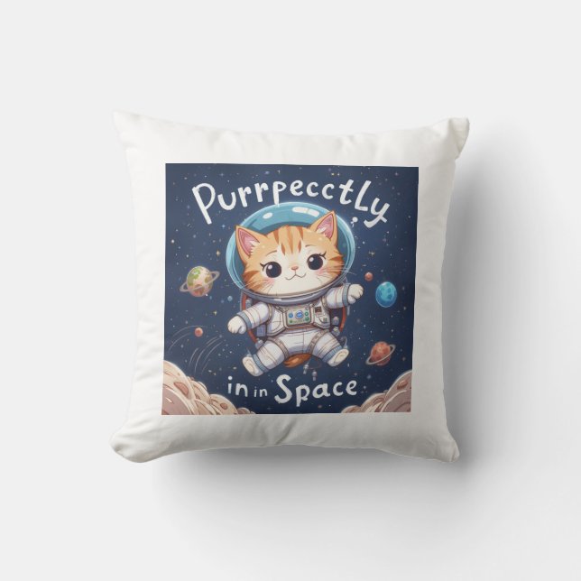 Coussin Parfaitement dans l'espace Cute Kawaii Astronaut C (Recto)