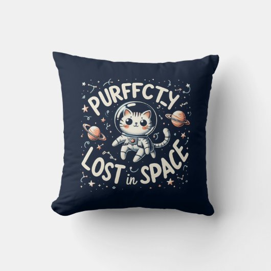 Coussin Parfaitement perdu dans l'espace : joli chat astro (Recto)
