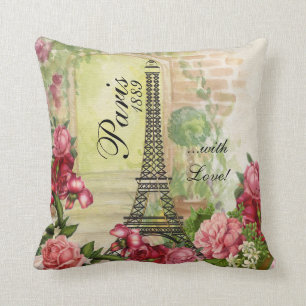 Coussin Paris avec la roseraie d'amour