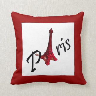 Coussin Paris avec la tour Eiffel en arrière - plan rouge