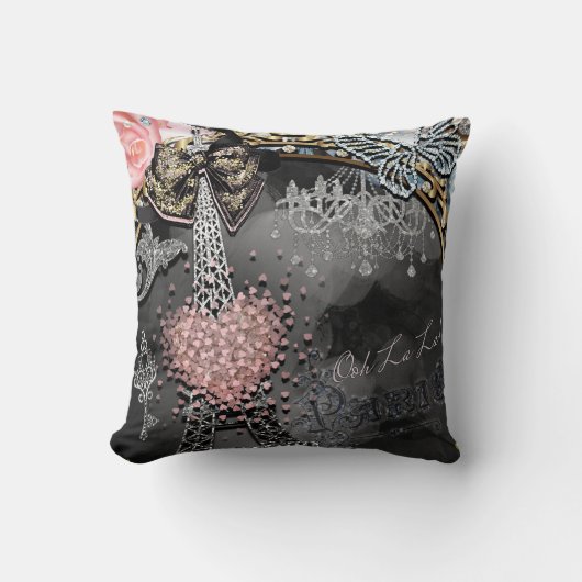Coussin Paris Bling Glamor Sparkle France Girly Trendy (Recto)