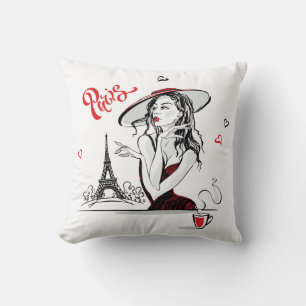 Coussin Paris & Café, rouge