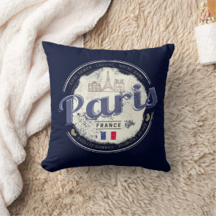 Coussin Paris Capitale France Tour Eiffel Souvenir Vintage