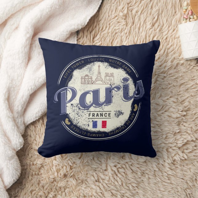 Coussin Paris Capitale France Tour Eiffel Souvenir Vintage (Couverture)