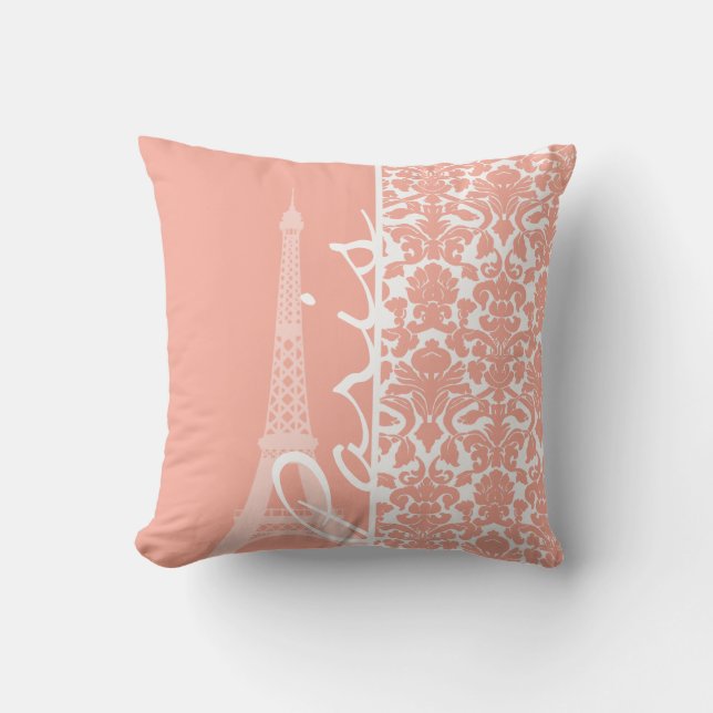 Coussin Paris ; Deep Peach Damask (Recto)