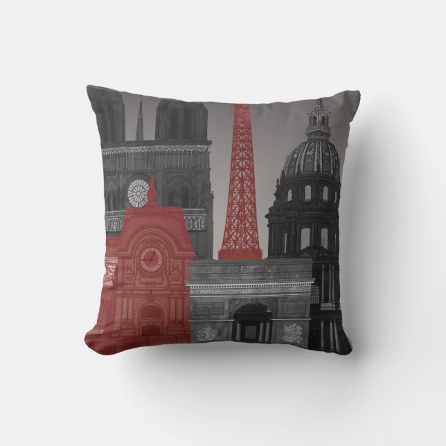 Coussin Paris Elevages par nuit - Rouge (Recto)