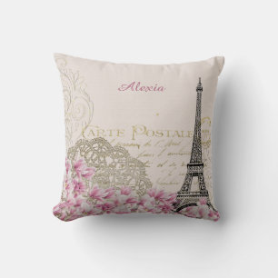 Coussin Paris en fleurs   votre nom