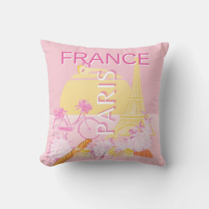 Coussin Paris, France, Travel Art, Preppy, Rose
