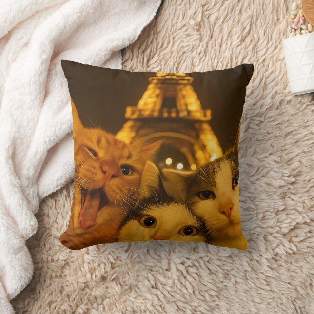 Coussin Paris Night Cat Selfie Squad Lover                 (Couverture)