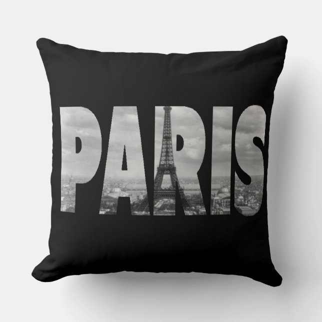 Coussin Paris noir et blanc (Recto)