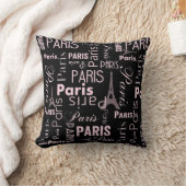 Coussin Paris rose et noir, impression paris (Couverture)