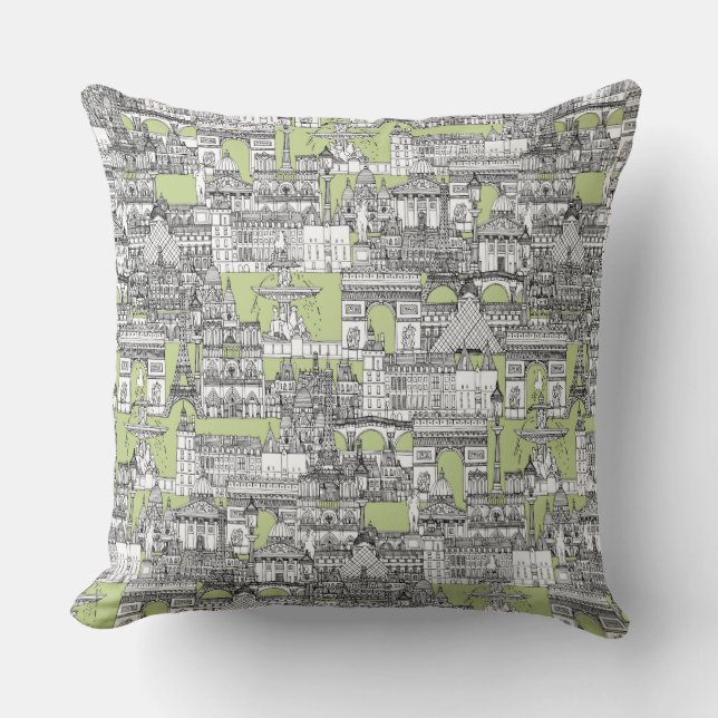 Coussin Paris toile eau de nil (Recto)