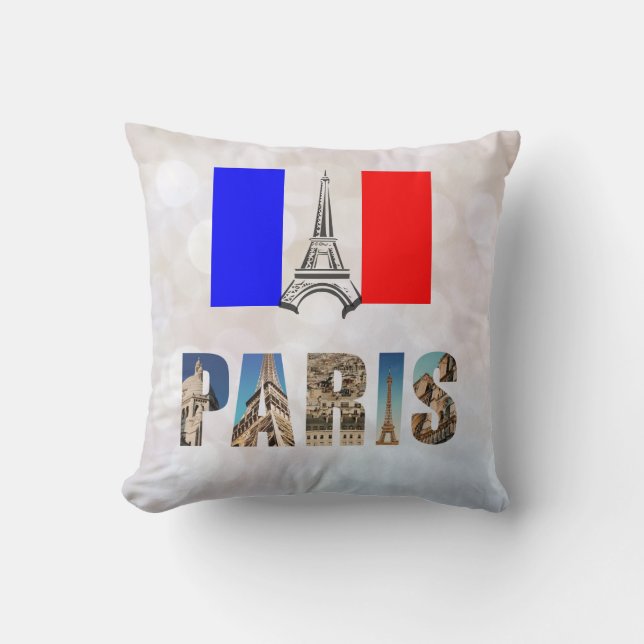 Coussin Paris Tour Eiffel France Drapeau Français (Recto)
