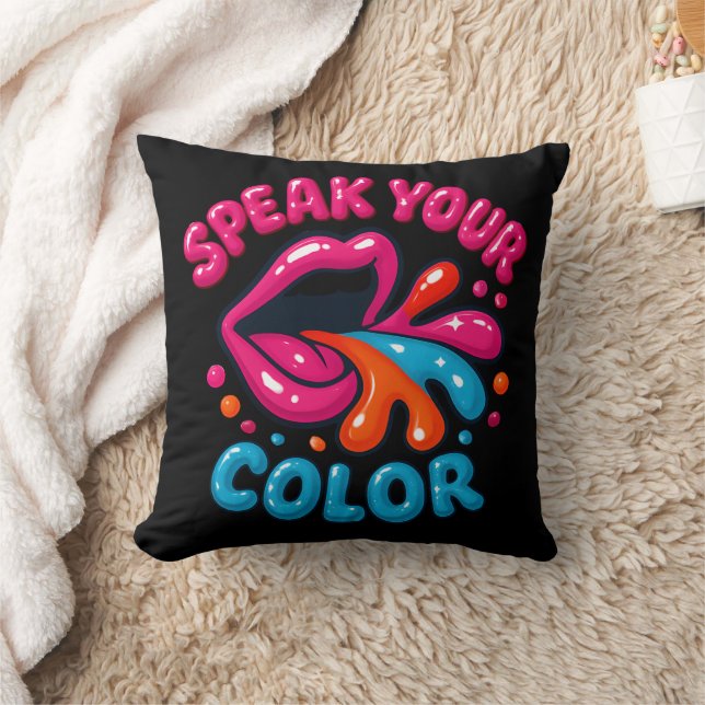 Coussin Parlez de votre couleur Bold Typographie Art (Couverture)
