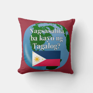 Coussin Parlez-vous le tagalog ? en tagalog. Drapeau et gl