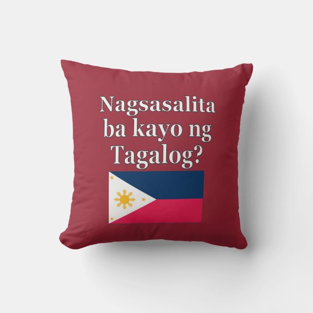 Coussin Parlez-vous le tagalog ? en tagalog. Fanion (Recto)