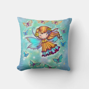 Coussin Parmi les papillons Sweet Fairy par Molly Harrison