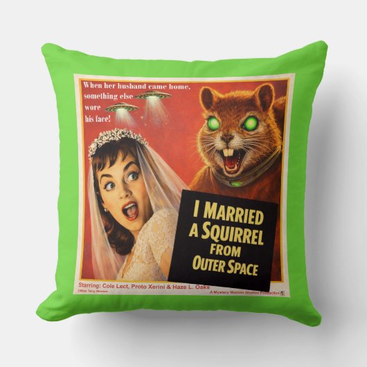 Coussin Parodie d'écureuil de l'espace extra-atmosphérique (Recto)