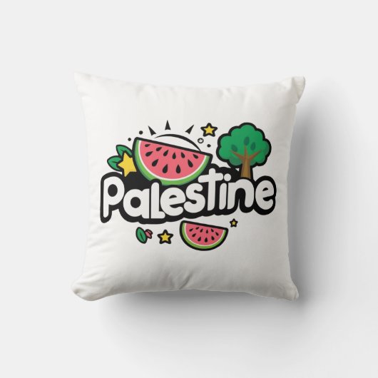 Coussin Parole palestinienne mignonne entourée de pastèque (Recto)