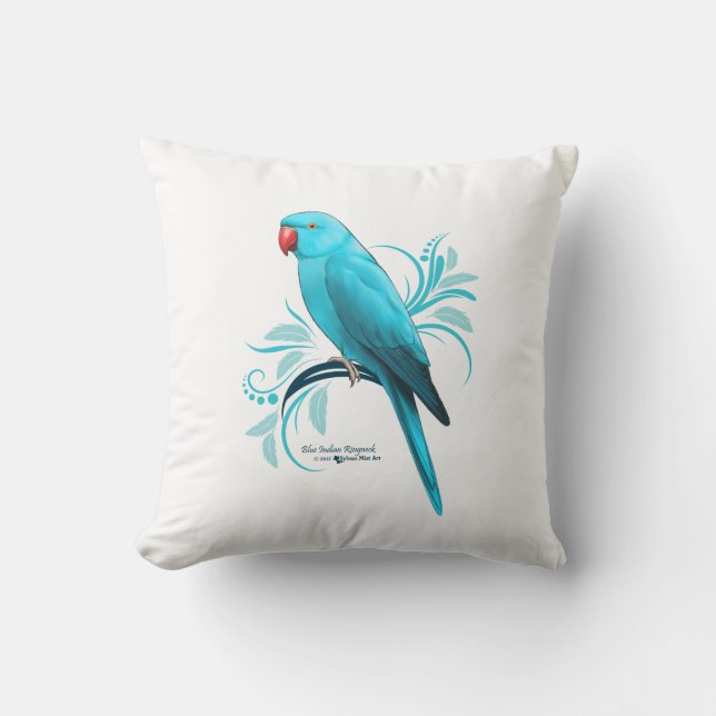 Coussin Parrot bleu indien Ringneck (Recto)