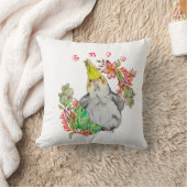 Coussin Parrot Corella mignonne dans les fleurs tropicales (Couverture)
