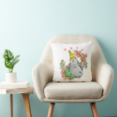 Coussin Parrot Corella mignonne dans les fleurs tropicales (Chaise)
