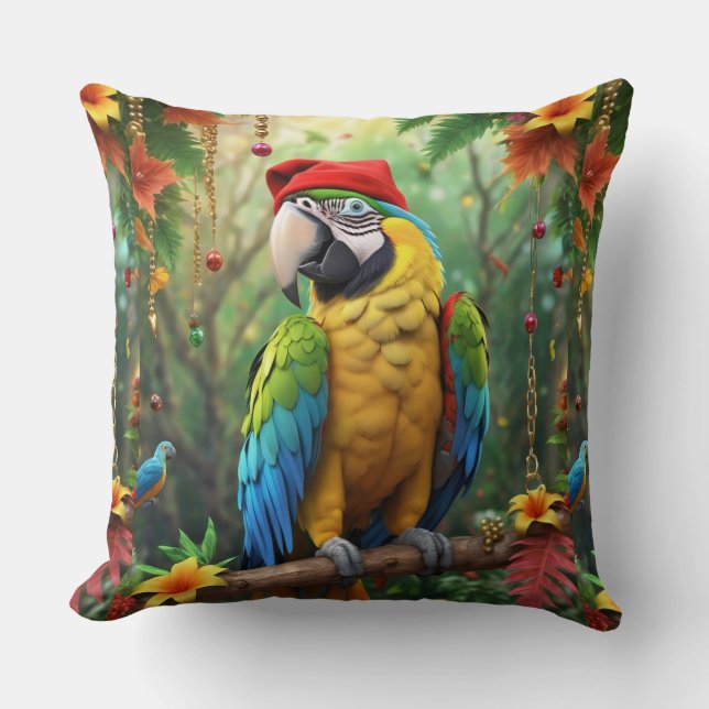 Coussin Parrot de Noël Comme Père Noël-76349 (Recto)
