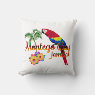 Coussin Parrot tropical de la baie de Montego en Jamaïque