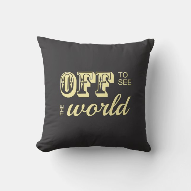 Coussin Partez à la découverte du monde - Jaune - Pour l'a (Recto)