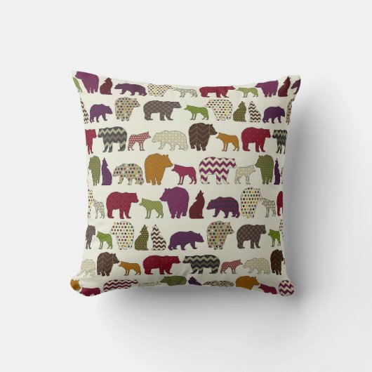 Coussin partie de geo de loup d'ours (Recto)