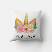 Coussin Partie florale de licorne d'or (Verso)