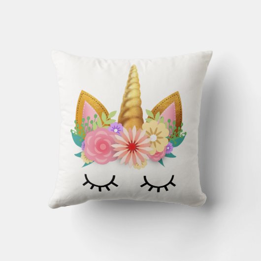 Coussin Partie florale de licorne d'or (Verso)