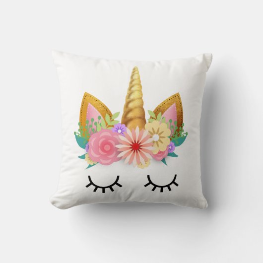 Coussin Partie florale de licorne d'or (Recto)