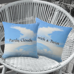 Coussin Partiellement nuageux avec Twist Blue et White