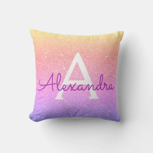 Coussin Parties scintillant à étincelle rose pourpre Nom d