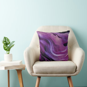 Coussin Parties scintillant abstraite de galaxie violette