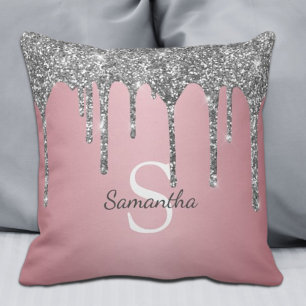 Coussin Parties scintillant argent Rose or rose Nom