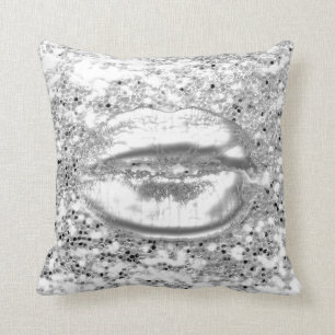 Coussin Parties scintillant blanche gris argent brasse lèv