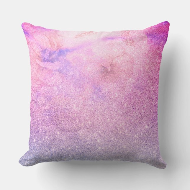 Coussin *~* Parties scintillant d'aquarelle bleu rose flor (Recto)